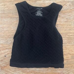 Free People Black Textured Knit Crop Tank